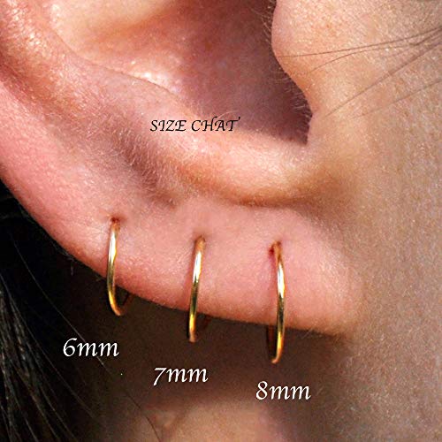 5mm 14K Rose Gold Filled Handmade Septum Huggie Piercing Cartilage Nose Tragus Endless Hoops (5mm | 24 GA, 14K Rose Gold Filled)