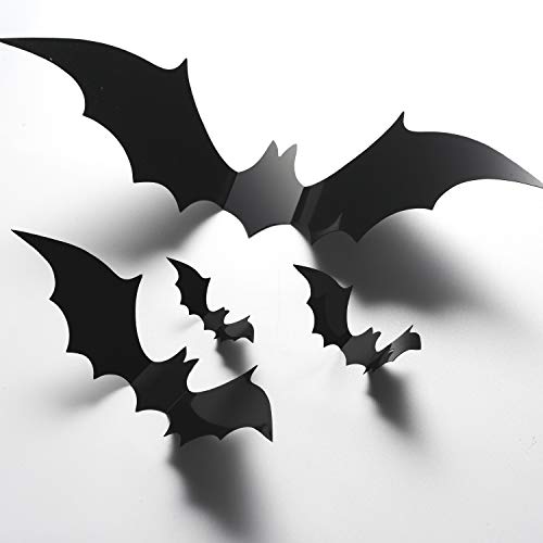 Halloween Decorations - Halloween Party Indoor Outdoor Decor Supplies , 56 PCS Reusable PVC 3D Decorative Scary Bats Wall Stickers Comes with Double Sided Foam Tape