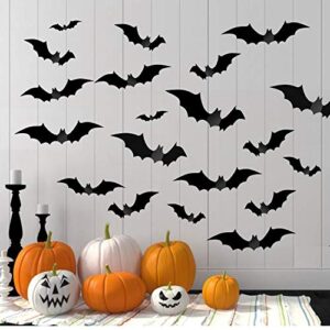 Halloween Decorations - Halloween Party Indoor Outdoor Decor Supplies , 56 PCS Reusable PVC 3D Decorative Scary Bats Wall Stickers Comes with Double Sided Foam Tape