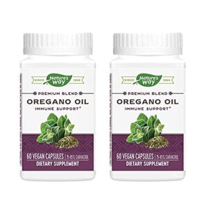 nature's way oregano oil 75-85% carvacrol per capsule, vegetarian, 60 vegetarian capsules (2 pack)