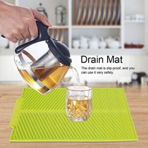 Dish Drying Mat, 15.35* 9.84inch Heat resistant Silicone Mat for Kitchen Counter, Slip Resistant Silicone Quick Dry Pad for Washing Dishes(Green)