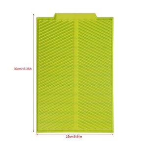 Dish Drying Mat, 15.35* 9.84inch Heat resistant Silicone Mat for Kitchen Counter, Slip Resistant Silicone Quick Dry Pad for Washing Dishes(Green)