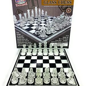 Matty's Toy Stop Deluxe Frosted & Clear Glass Chess Set (14") Large