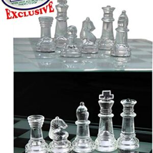 Matty's Toy Stop Deluxe Frosted & Clear Glass Chess Set (14") Large