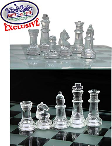Matty's Toy Stop Deluxe Frosted & Clear Glass Chess Set (14") Large