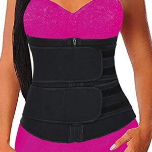 Hopgo Waist Trimmer for Women Weight Loss Waist Cincher Corset Sweat Girdle Workout tummy Slimming Belt XXL Black with Double Belt