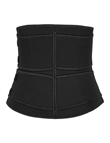 Hopgo Waist Trimmer for Women Weight Loss Waist Cincher Corset Sweat Girdle Workout tummy Slimming Belt XXL Black with Double Belt