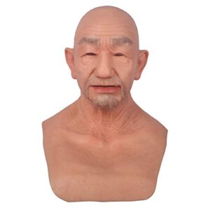 yiqi silicone realistic old man face silicone mask for cosplay halloween handmade costumes (nude)