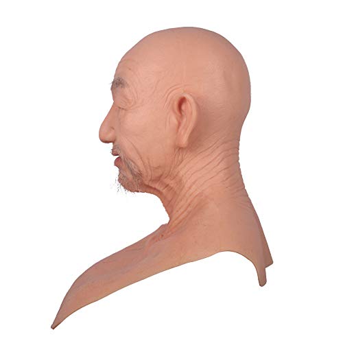 YIQI Silicone Realistic Old Man Face Silicone Mask for Cosplay Halloween Handmade Costumes (Nude)