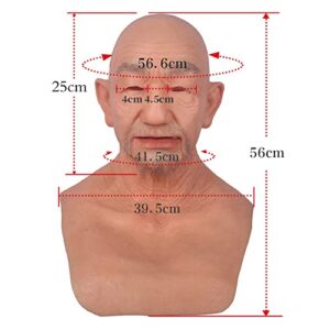 YIQI Silicone Realistic Old Man Face Silicone Mask for Cosplay Halloween Handmade Costumes (Nude)