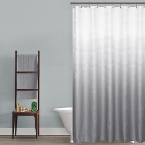 grey and white shower curtains for bathroom modern cool ombre pattern simple design waterproof waffle cloth fabric polyester shower curtain liner for bath hooks 72 inch extra large silver light gray