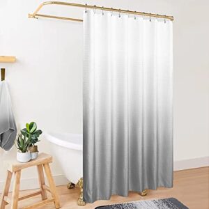 Grey and White Shower Curtains for Bathroom Modern Cool Ombre Pattern Simple Design Waterproof Waffle Cloth Fabric Polyester Shower Curtain Liner for Bath Hooks 72 Inch Extra Large Silver Light Gray