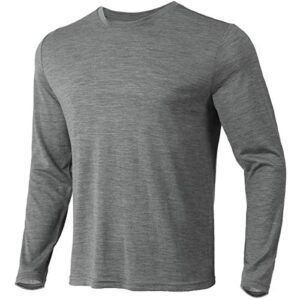 merino protect 100% merino wool base layer mens long sleeve t-shirt thermal underwear odor resistance for hiking hunting gray