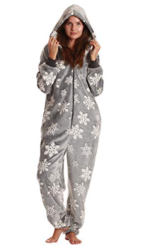 Just Love Ladies Embossed Plush Adult Onesie 6889-10540-GRY-M