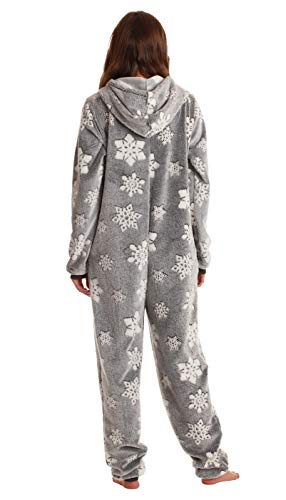 Just Love Ladies Embossed Plush Adult Onesie 6889-10540-GRY-M