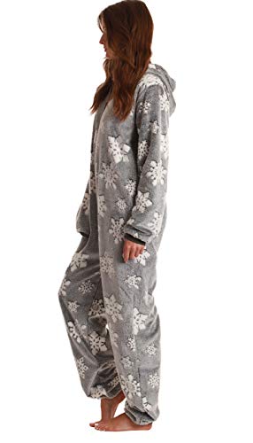 Just Love Ladies Embossed Plush Adult Onesie 6889-10540-GRY-M