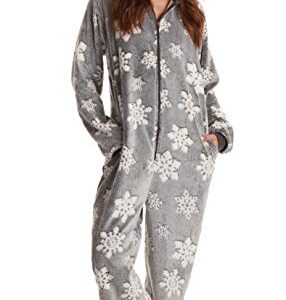 Just Love Ladies Embossed Plush Adult Onesie 6889-10540-GRY-M