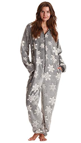 Just Love Ladies Embossed Plush Adult Onesie 6889-10540-GRY-M