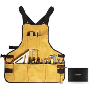 briteree work tool apron for men and women, torso length with 21 tool pockets, durable canvas apron, diy enthusiasts