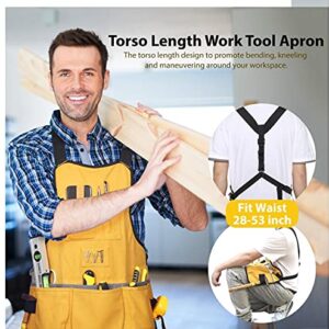 Briteree Work Tool Apron for Men and Women, Torso Length with 21 Tool Pockets, Durable Canvas Apron, DIY Enthusiasts