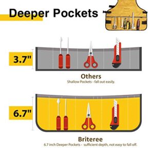 Briteree Work Tool Apron for Men and Women, Torso Length with 21 Tool Pockets, Durable Canvas Apron, DIY Enthusiasts