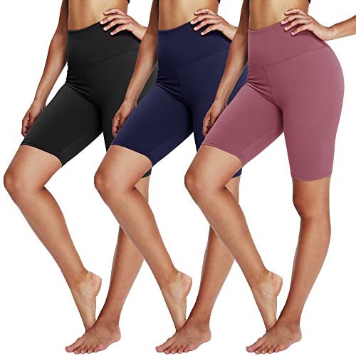 YOLIX 3 Pack Buttery Soft Biker Shorts for Women – 8" High Waisted Yoga Workout Athletic Sports Shorts