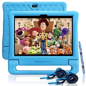 dragon touch kidzpad y88x 10 kids tablets, 32gb, 10 inch android tablet, tablet for children, parent control, preinstalled kidoz with shockproof case, straps and stylus, 5g wifi