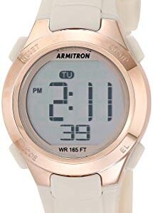 Armitron Sport Women's Digital Chronograph Blush Pink Resin Strap Watch, 45/7135PBH, Blush Pink/Rose Gold