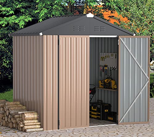 U-MAX 6 x 4FT Outdoor Storage Shed, Lockable Bike Shed,Garden Shed &Tool Shed for Backyard, Patio, Lawn