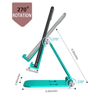 SKEJER Fully Foldable Cell Phone Stand Holder for Desk Adjustable iPhone Stand Aluminum Compatible with 4"-10" Phone/Kindle/Tablet/iPad/iPhone - Spearmint Green