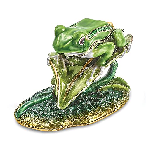 Diamond2Deal Bejeweled LILLY Frog on Lily Pad Trinket Box Luxury