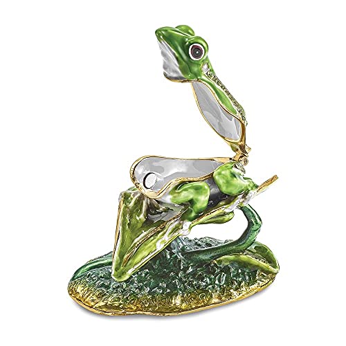 Diamond2Deal Bejeweled LILLY Frog on Lily Pad Trinket Box Luxury