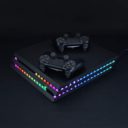 eXtremeRate RGB LED Light Strip for PS4 Pro Console, 7 Colors 29 Effects DIY Decoration Accessories Flexible Tape Lights Strips Kit for ps4 Pro Console with IR Remote
