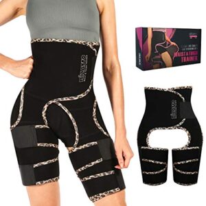 MIZATTO Waist Trimmer for Women, 3 in 1 Neoprene Sweat Belt Stomach Wraps Plus Size Waist Trainer For Workout Back Support Leopard XL