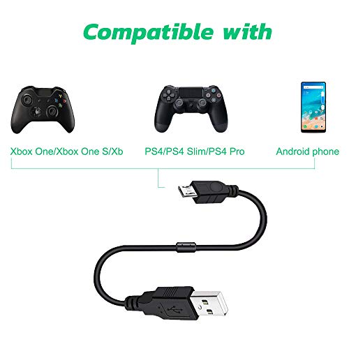 Xahpower 2 Pack 10Ft Controller Charging Cable for PS4, Play and Charge Micro USB Charger High Speed Data Sync Cord for Sony Playstation 4 PS4 Slim/Pro Controller, Xbox One S/X Controller, Android