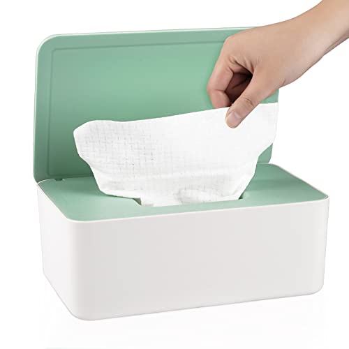 Whiidoom Diaper Wipes Dispenser Wipes Holder, Wipes Tissue Case Keeps Wipes Fresh Tissue Wipes Container with Lid (Green)