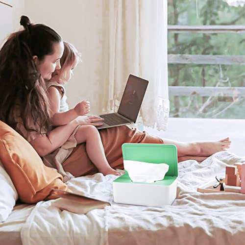 Whiidoom Diaper Wipes Dispenser Wipes Holder, Wipes Tissue Case Keeps Wipes Fresh Tissue Wipes Container with Lid (Green)