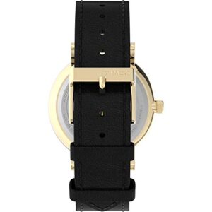 Timex Men's Southview 41mm Watch – Gold-Tone Case Black Dial with Black Leather Strap