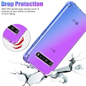 Gufuwo Case for LG V60 Thinq, for LG V60 Thinq 5G Cute Case, Gradient Slim Anti Scratch Soft Clear TPU Phone Case Cover Shockproof Case for LG V60 Thinq (Purple/Blue)