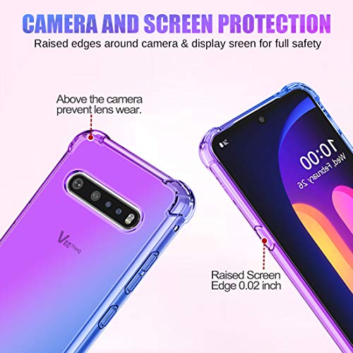 Gufuwo Case for LG V60 Thinq, for LG V60 Thinq 5G Cute Case, Gradient Slim Anti Scratch Soft Clear TPU Phone Case Cover Shockproof Case for LG V60 Thinq (Purple/Blue)