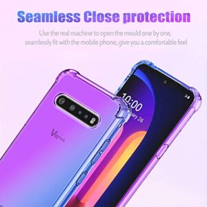 Gufuwo Case for LG V60 Thinq, for LG V60 Thinq 5G Cute Case, Gradient Slim Anti Scratch Soft Clear TPU Phone Case Cover Shockproof Case for LG V60 Thinq (Purple/Blue)