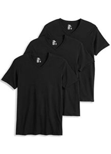 jockey men's t-shirts cotton stretch v-neck t-shirt - 3 pack, black, l