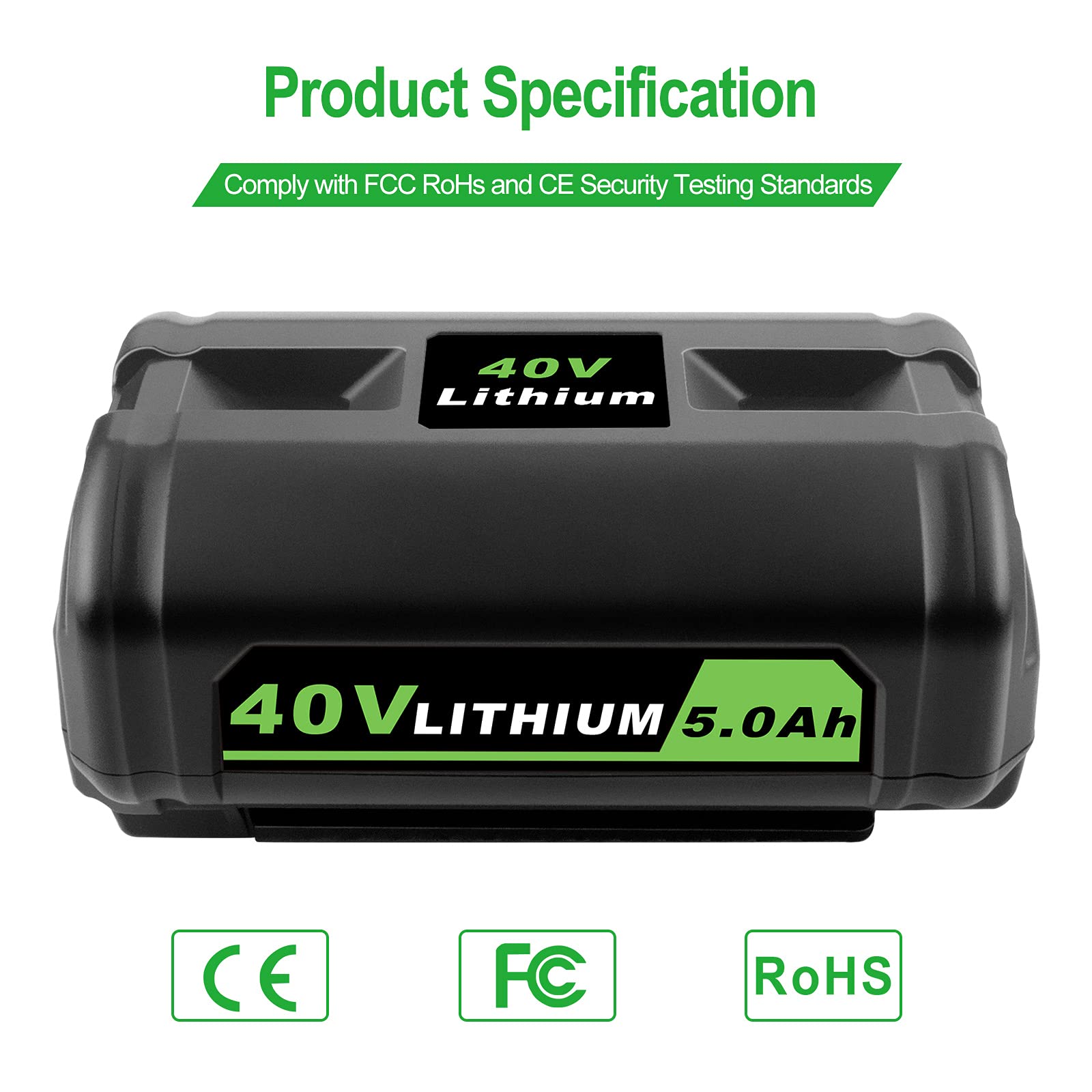 GOOALITY 40V 5.0Ah OP4050A Replacement Battery Compatible with Ryobi 40V Lithium Battery OP4015 OP4026 OP40201 OP40261 OP4030 OP40301 OP4040 OP40401 OP4050 OP4050A OP40501 OP40601
