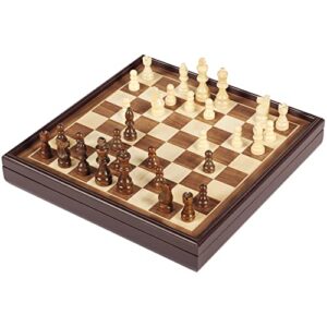 spin master games legacy deluxe chess & checkers set, classic two player game includes folding board with solid wood playing pieces, for kids and adults ages 8 and up