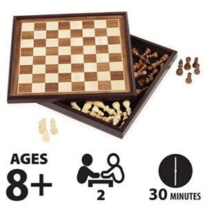 Spin Master Games Legacy Deluxe Chess & Checkers Set, Classic Two Player Game Includes Folding Board with Solid Wood Playing Pieces, for Kids and Adults Ages 8 and Up