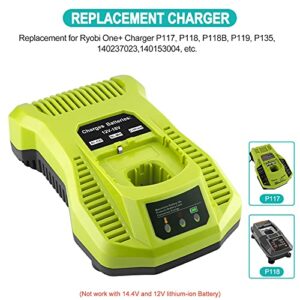 EICHXO P117 One+ Replacement Charger Compatible with Ryobi 12V-18V Lithium NiCad NiMh Battery P102 P103 P107 P108 P109 P189 P190 PBP002 PBP005