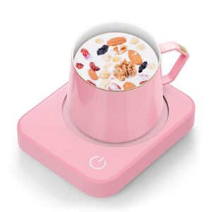 smart mug warmer, anbanglin coffee mug warmer for desk with auto shut off, coffee cup warmer for coffee milk tea, candle warmer (pink-no mug)