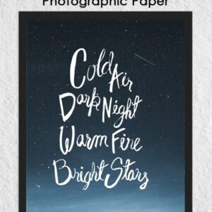 Cold Air, Dark Night, Warm Fire, Bright Stars Typography Wall Art Decor Poster: Unique, Chic, Boho & Modern Prints for Home, Office, Classroom, Dorm, Livingroom & Bedroom | Unframed Posters 8x10