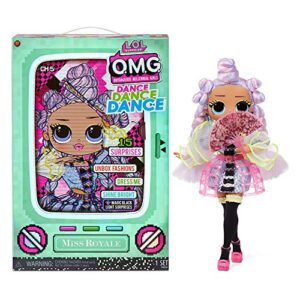 l.o.l. surprise! omg dance miss royale fashion doll with 15 surprises including magic black light, shoes, hair brush, doll stand and tv package - great gift for girls ages 4+
