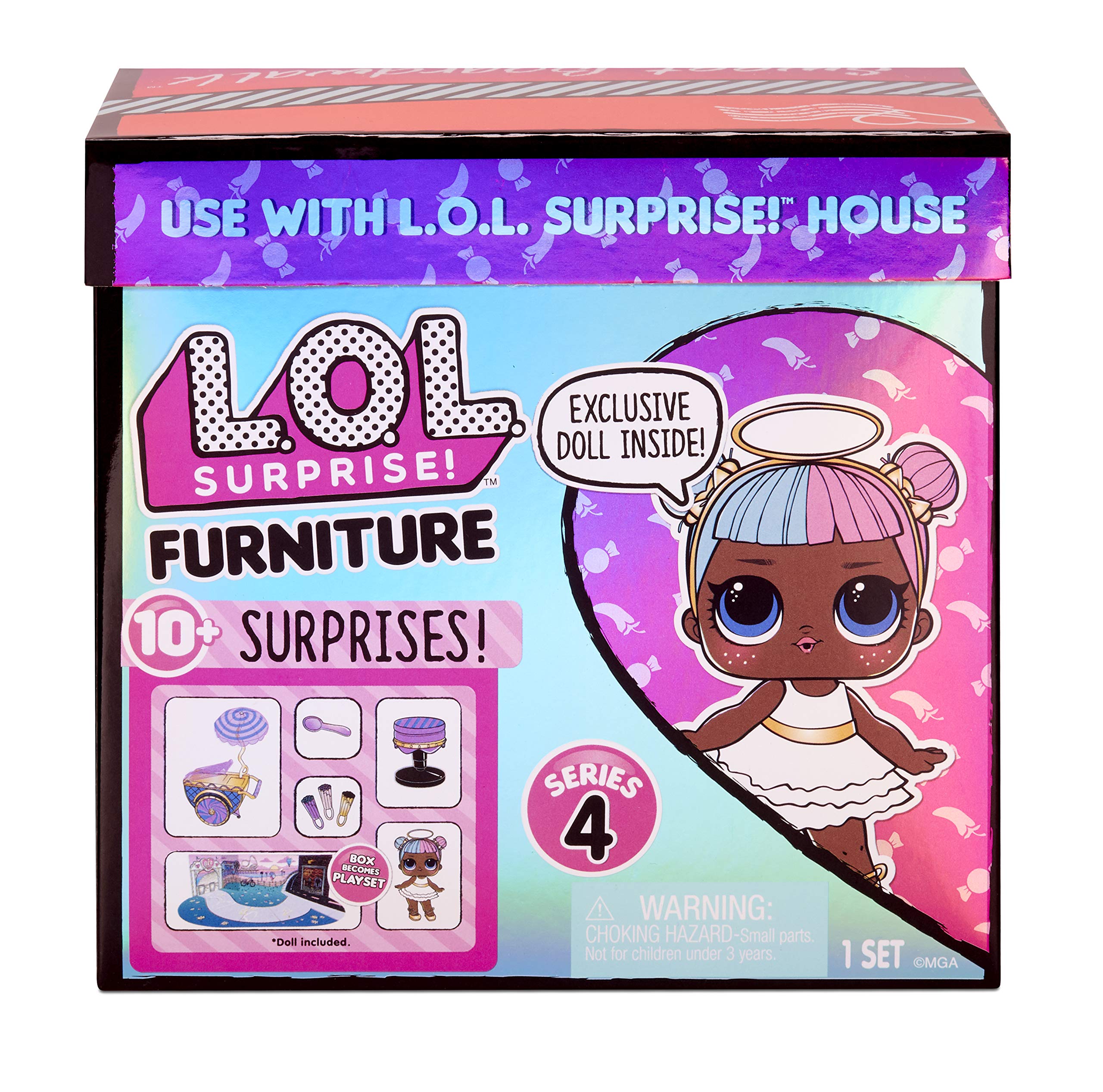 L.O.L. Surprise! LOL Surprise Furniture Sweet Boardwalk with Sugar Doll and 10+ Surprises, Doll Candy Cart Furniture Set, Accessories